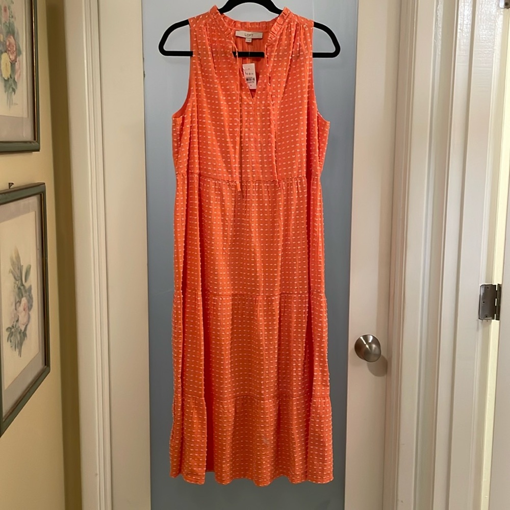 Swiss dot midi sleeveless dress